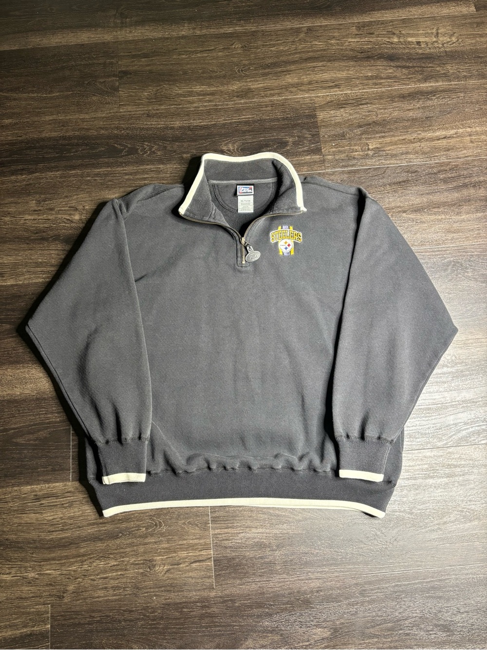 Vintage Pittsburgh Steelers Quarter Zip Pullover Sweater Sz XXL Pro Player NFL
